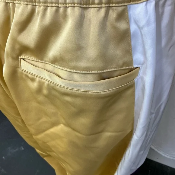 NEW AlphaStyle Yowl Yellow Colorblock Parachute Satin Jogger Pants Size L